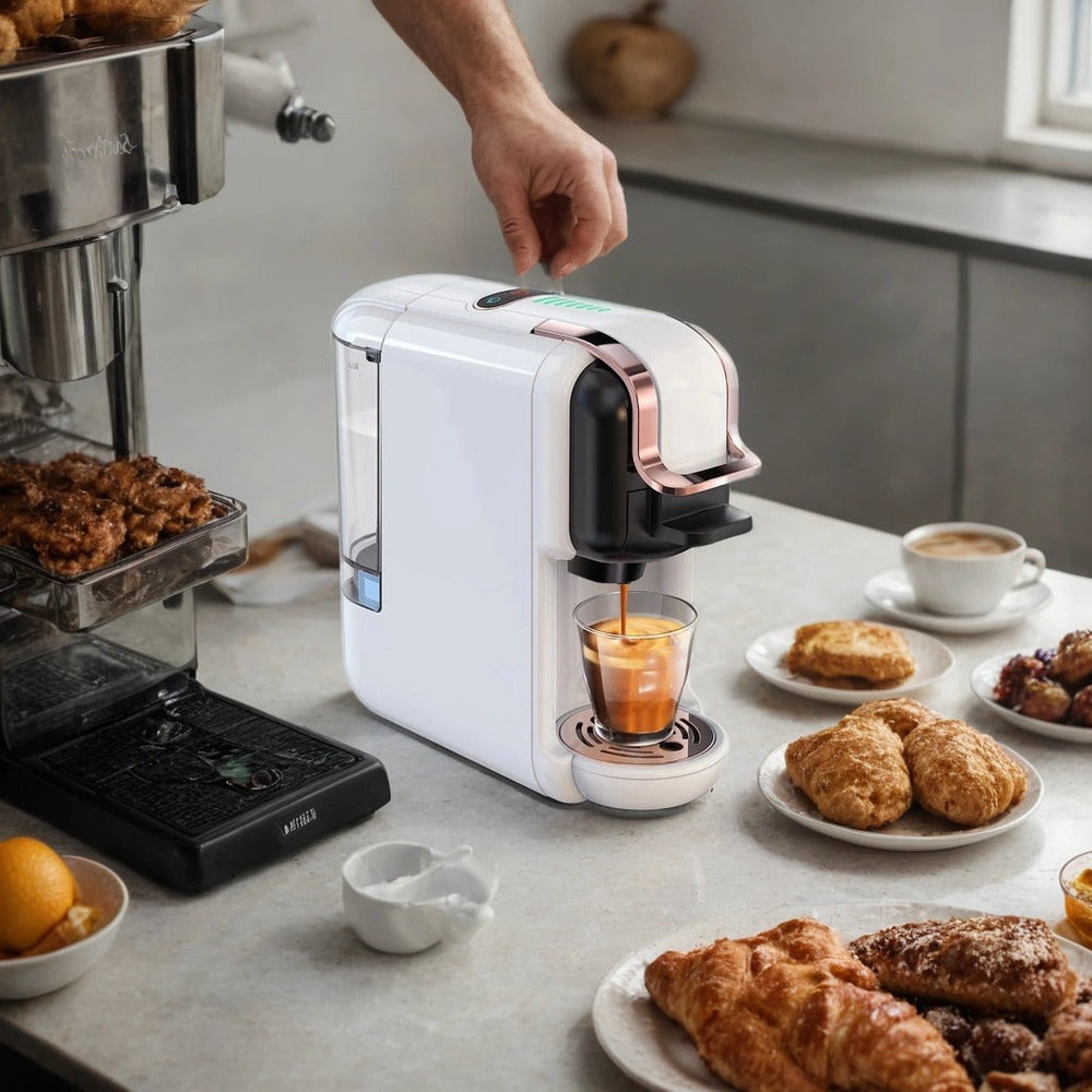 5-in-1 Coffee Machine | 20-Bar Pressure | Nespresso & K-Cup Compatible | Hot & Cold Brew | Compact
