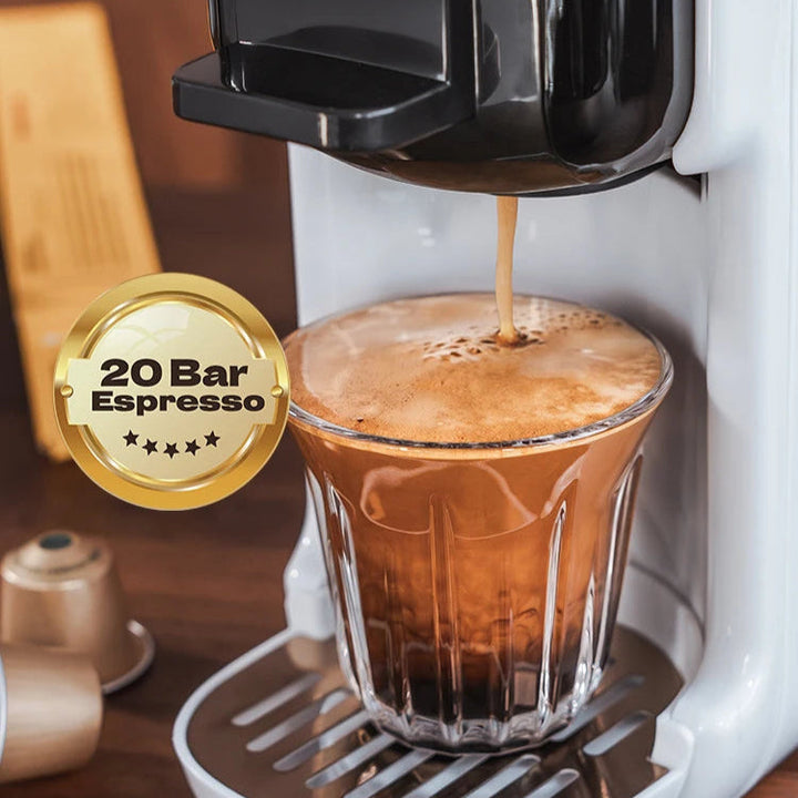 5-in-1 Coffee Machine | 20-Bar Pressure | Nespresso &amp; K-Cup Compatible | Hot &amp; Cold Brew | Compact