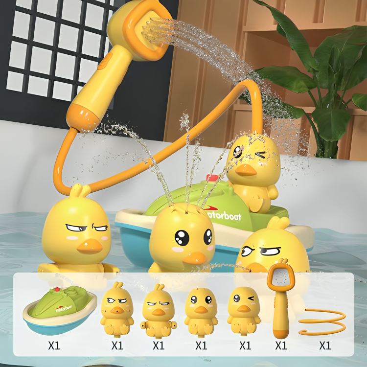 Duck Shower Bath Toy Suction Cup Water Pump for Kids 6