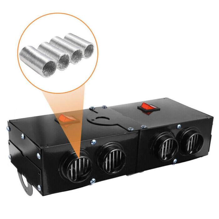 500W Electric Car Heater | 12V PTC Ceramic Heating with 4 Blower Vents | Fast Windscreen Defroster and Demister
