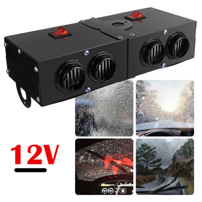500W Electric Car Heater | 12V PTC Ceramic Heating with 4 Blower Vents | Fast Windscreen Defroster and Demister