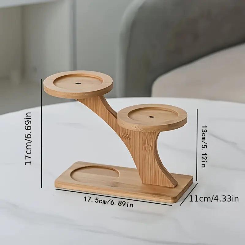 Two-Tier Plant Stand Bamboo Freestanding Indoor with Recessed Platforms 5