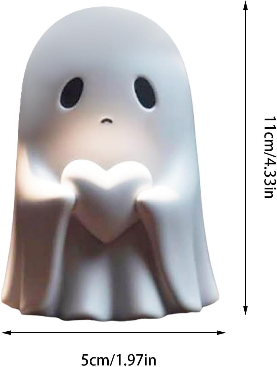 Ghost Figurine Halloween Decor | Matte Resin Tabletop Decoration | White / Black