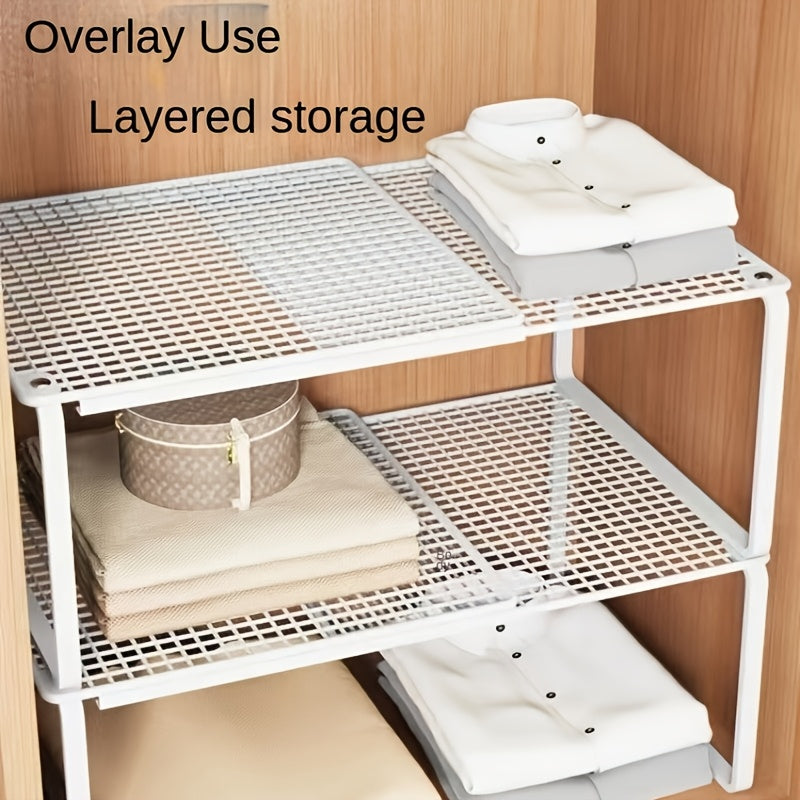 Adjustable Telescopic Shelf Insert 28-43cm, Metal | Black or White | Stackable Storage for Closets, Kitchens &amp; Offices 2