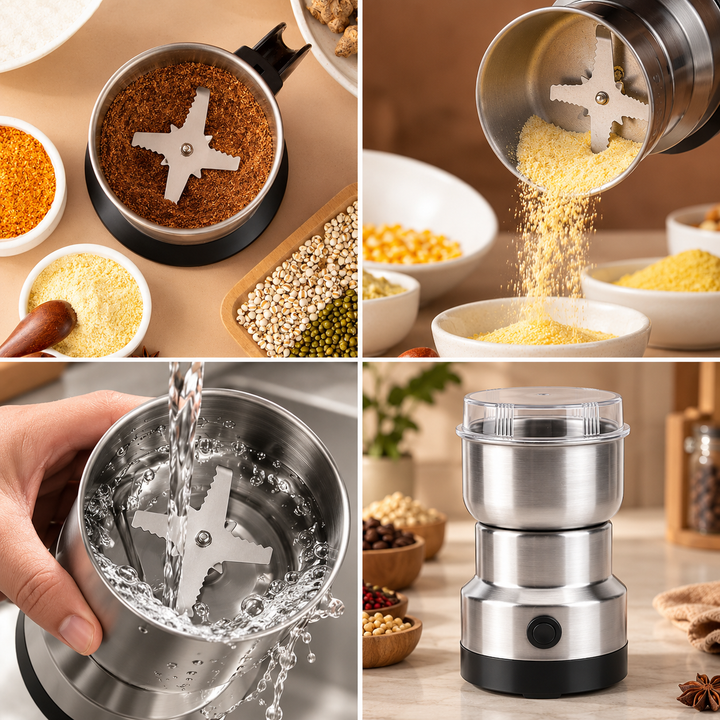 Electric Spice Grinder Stainless Steel Push-Button with Removable Blades 8