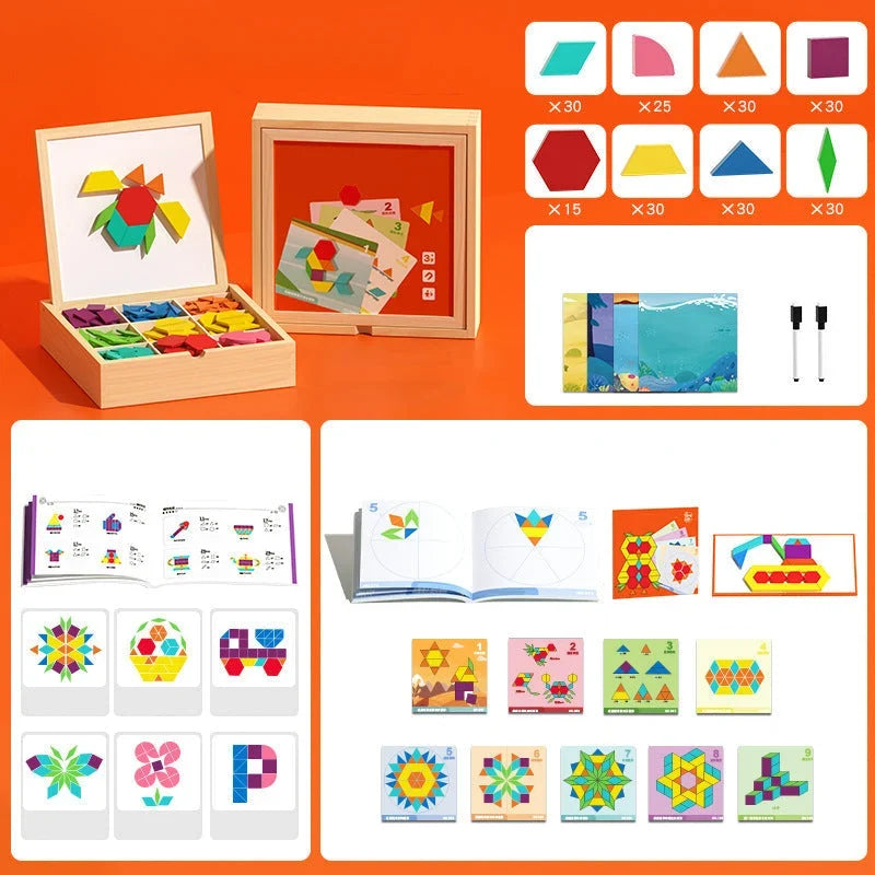 Magnetic Building Blocks Set Wooden Tiles Storage Case 10