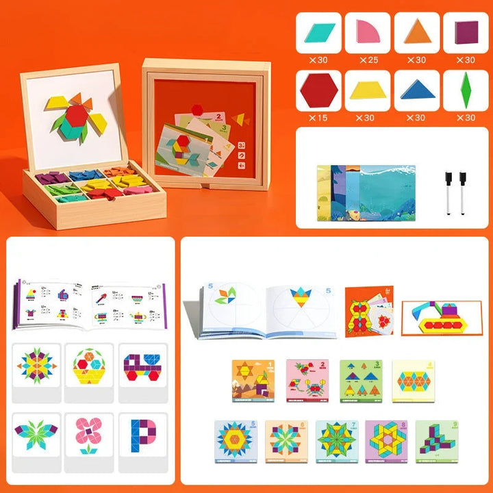 Magnetic Building Blocks Set Wooden Tiles Storage Case 10