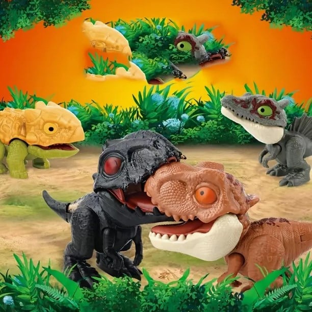 Dinosaur Toy Finger Puppet Bite-Ready Rounded Edges with Movable Tail 2