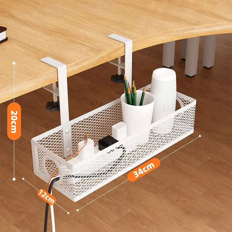 No-Drill Under-Desk Cable Management Tray Mesh Clamp Mount 11