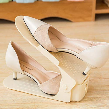 Shoe Rack with Height-Adjustable Holder | Space-Saving Double Layer Shoe Organizer