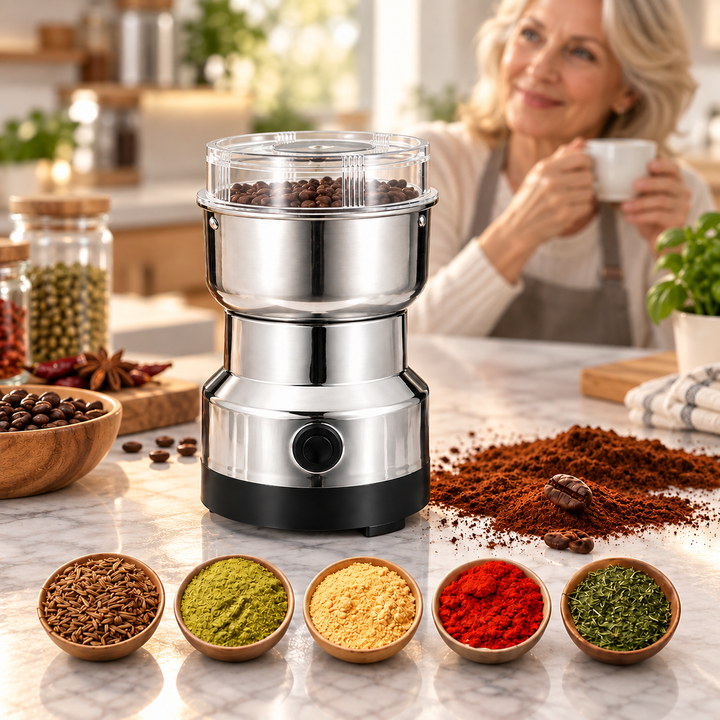 Electric Spice Grinder Stainless Steel Push-Button with Removable Blades 1