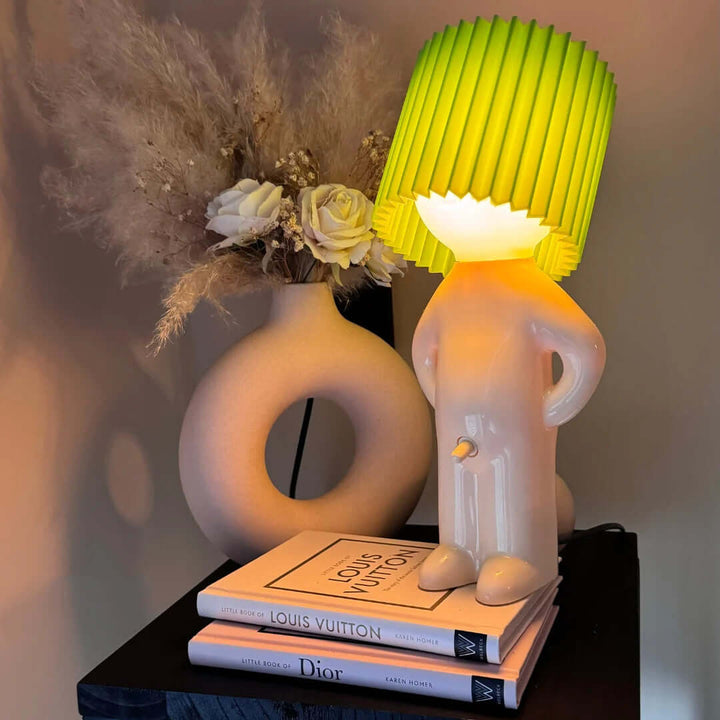 Ribbed Shade LED Table Lamp 29 cm | Green, Yellow, Red, Black | Soft Ambient Lighting for Nightstand, Desk or Sideboard 1