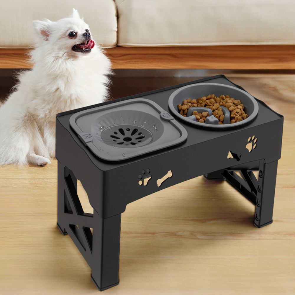 Raised Dog Feeder ABS &amp; Stainless Steel | 5-Level Adjustable Slow Feed Bowl | Non-Slip Base, Prevents Bloating &amp; Choking 3