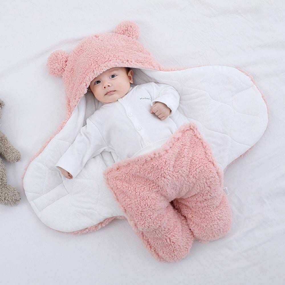 Baby Swaddle Blanket Fleece | Hooded Wrap with Inner Arm Mitts | Soft Cotton-Lined Sleeping Bag for Newborns 0-6 Months 5