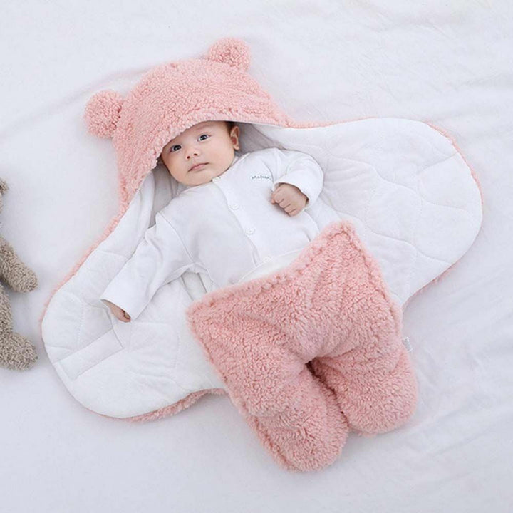 Baby Swaddle Blanket Fleece | Hooded Wrap with Inner Arm Mitts | Soft Cotton-Lined Sleeping Bag for Newborns 0-6 Months 5