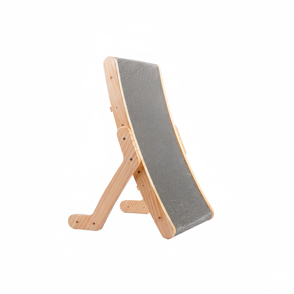 Curved Cat Scratcher Wood Frame | Ergonomic Lounge &amp; Scratching Board | Replaceable Pad Protects Furniture &amp; Reduces Clawing 2