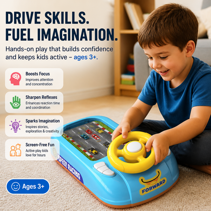 Interactive Steering Wheel Toy ABS | Space and Race Track Play Modes | USB Rechargeable, Lightweight Portable Design 6