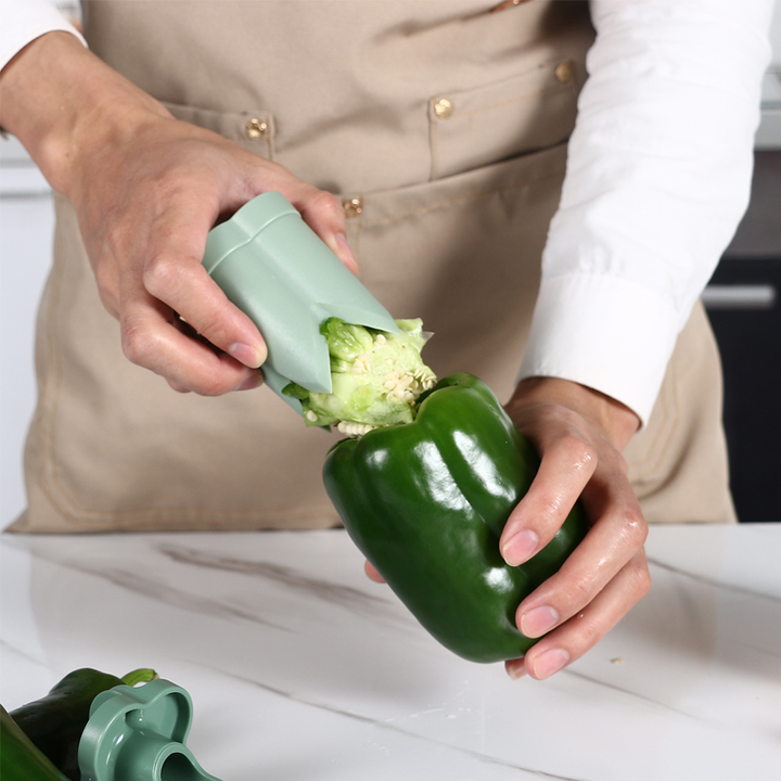 2-In-1 Fruit and Pepper Corer, ABS | Green, Two-Piece Snap Design | Removes Cores and Seeds Without Damaging the Flesh 10