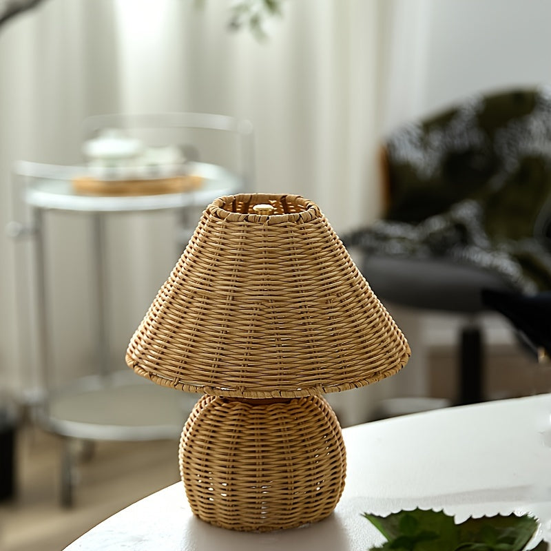 Woven Bamboo Accent Lamp | Handwoven Shade with USB-Powered Push-Button Switch | Soft Ambient Glow for Calm Spaces 8