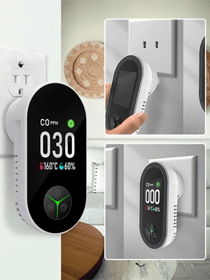 Carbon Monoxide Alarm with Temperature &amp; Humidity Monitor | Combustible Gas Detection | Plug-In, No Batteries Needed 12