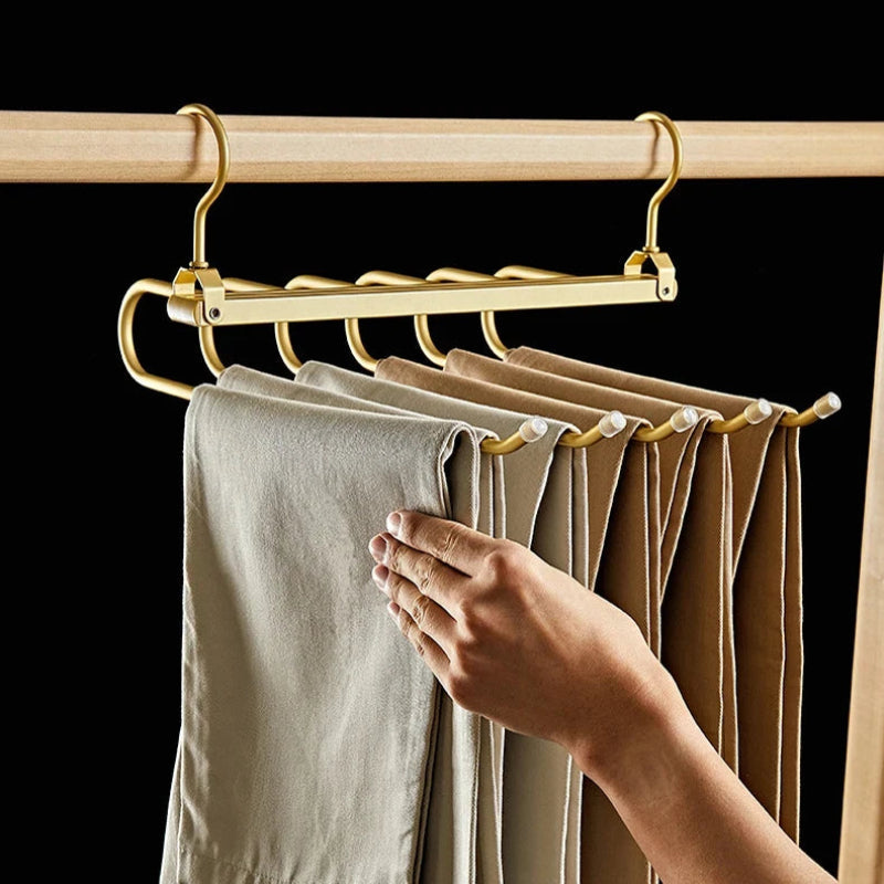 6-Tier Pants Hanger Organizer with 360° Rotating Hook – Aluminum Alloy Design 2