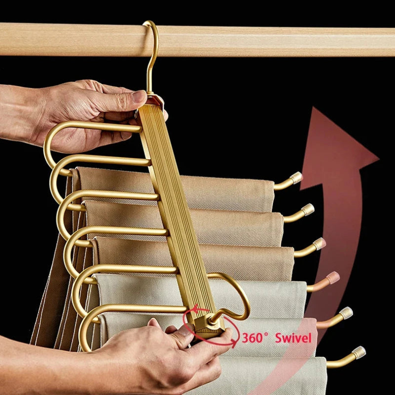6-Tier Pants Hanger Organizer with 360° Rotating Hook – Aluminum Alloy Design 3