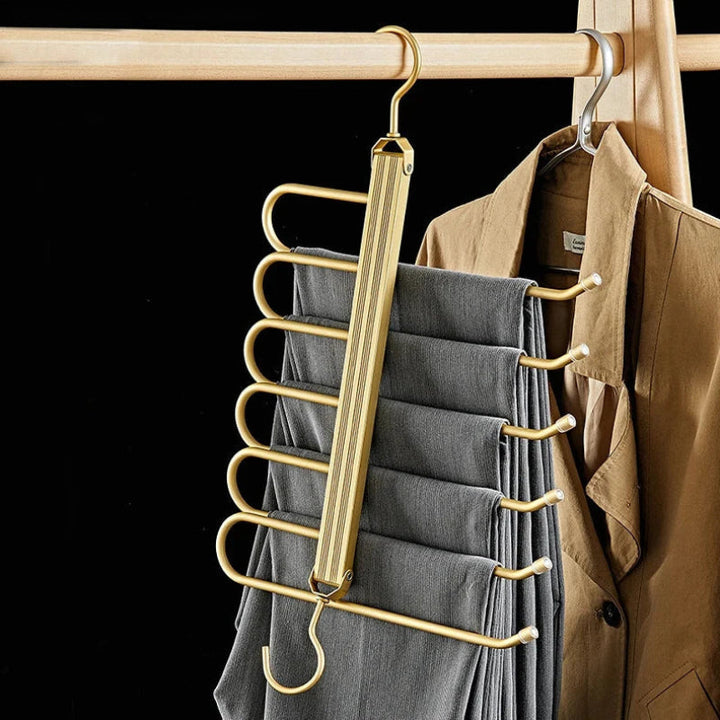 6-Tier Pants Hanger Organizer with 360° Rotating Hook – Aluminum Alloy Design 5