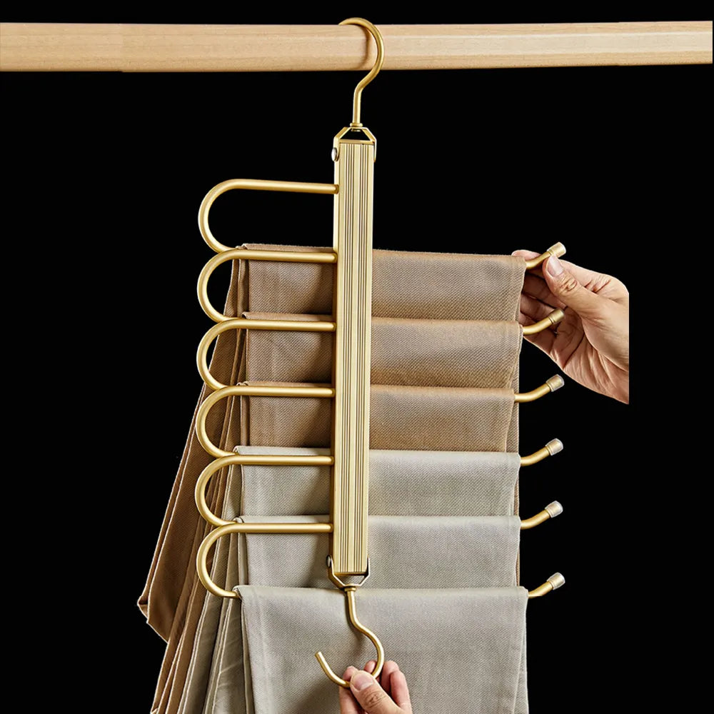 6-Tier Pants Hanger Organizer with 360° Rotating Hook – Aluminum Alloy Design 6