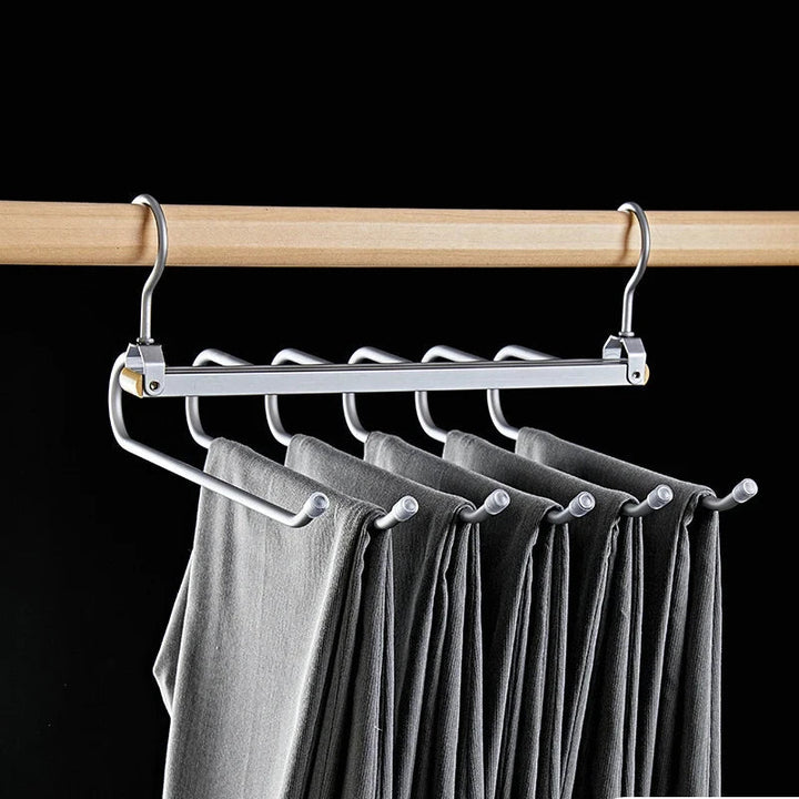 6-Tier Pants Hanger Organizer with 360° Rotating Hook – Aluminum Alloy Design 9