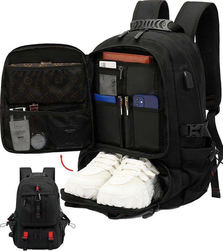 60L Travel Backpack | Waterproof | Laptop 14"–17.3" | USB Port | Shoe Compartment | TSA Friendly