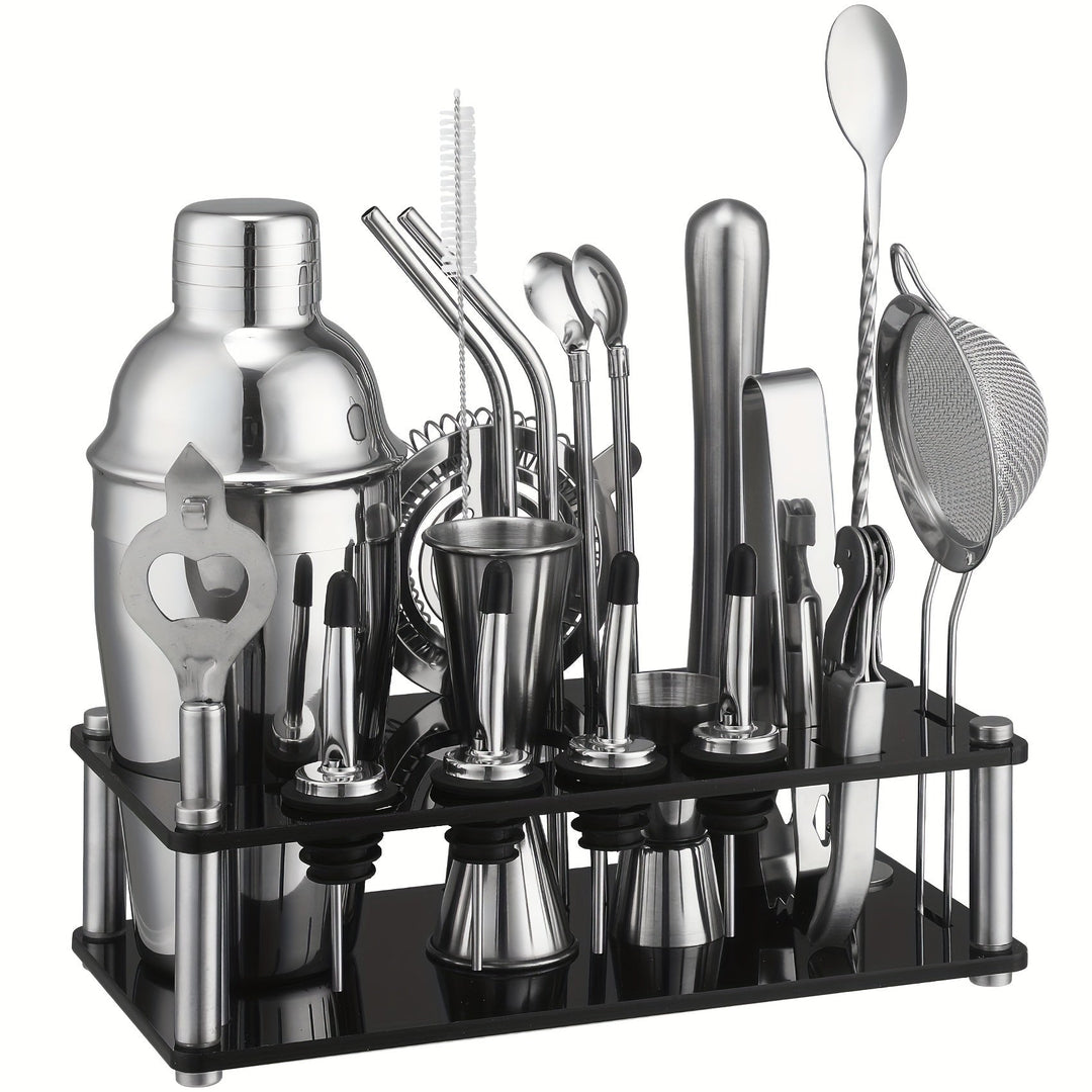 Cocktail Set Stainless Steel 20-Piece Dishwasher Safe with Boston Shaker 1