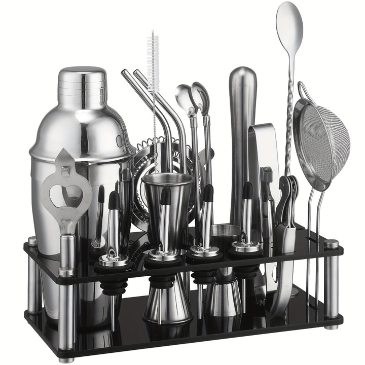 Cocktail Set Stainless Steel 20-Piece Dishwasher Safe with Boston Shaker 1