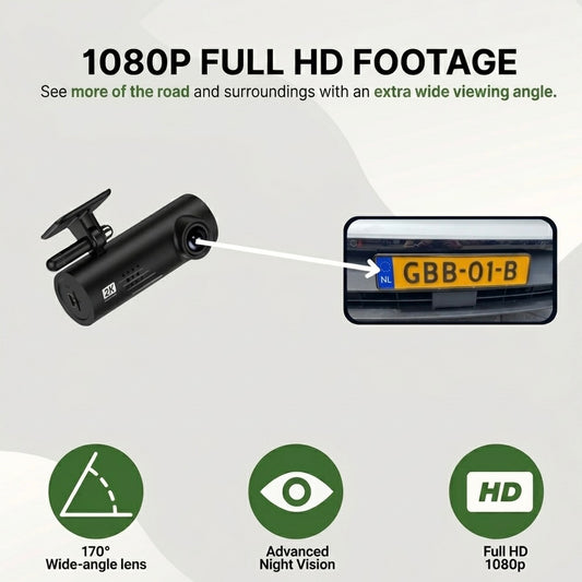 1080P Dash Cam | 170° Wide Angle | Sony Starvis Night Vision | G-Sensor | Voice Alerts | Loop Recording