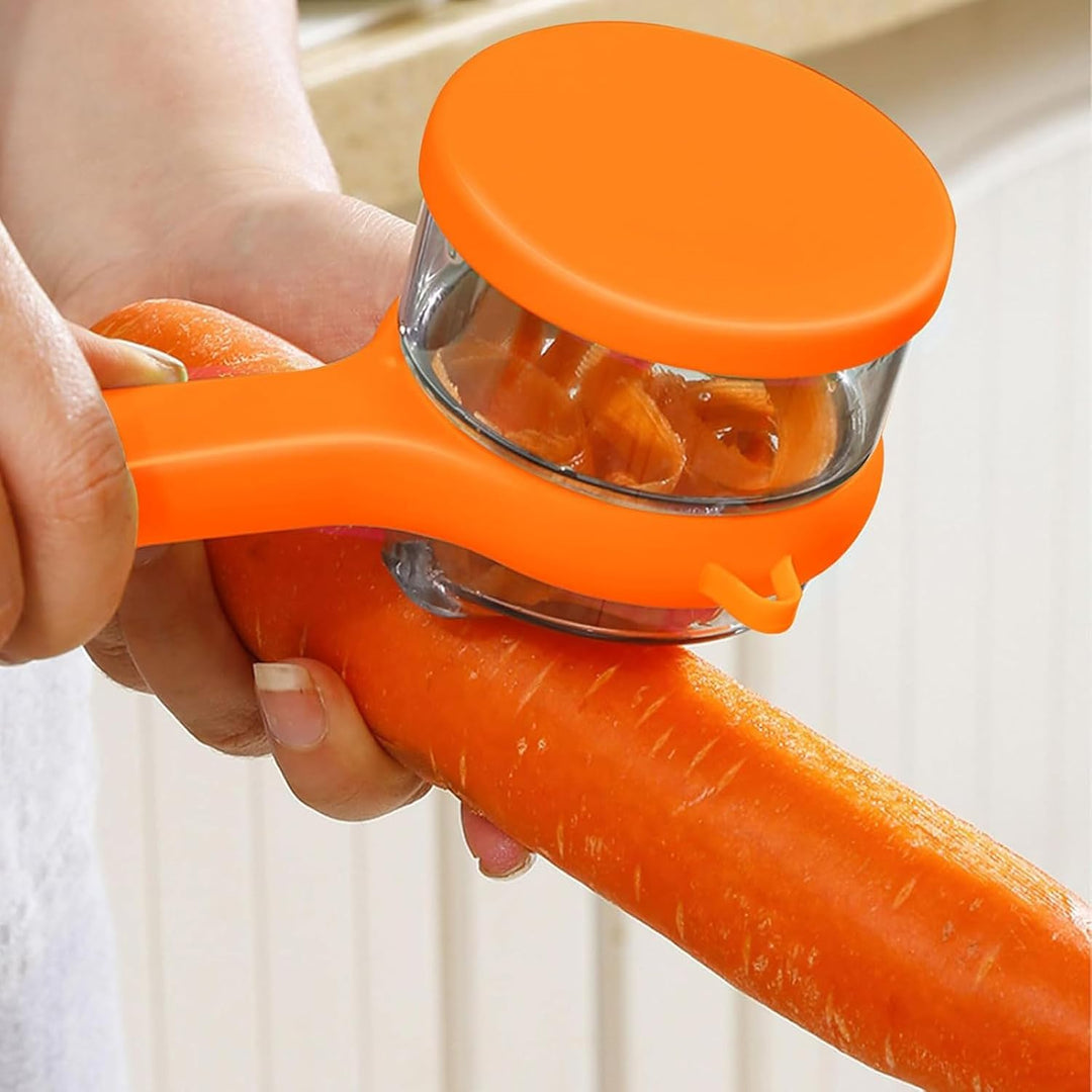 Dual Blade Vegetable Peeler Stainless Steel | Built-In Peel Catcher &amp; Two Interchangeable Heads | Ergonomic Ambidextrous Grip 2
