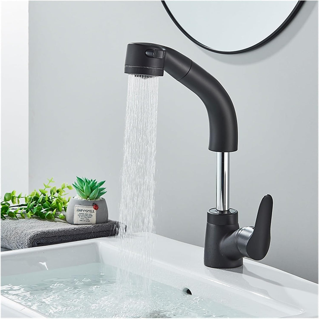 Extendable Basin Mixer Tap Pull-Out Spout Single Lever Brass 8