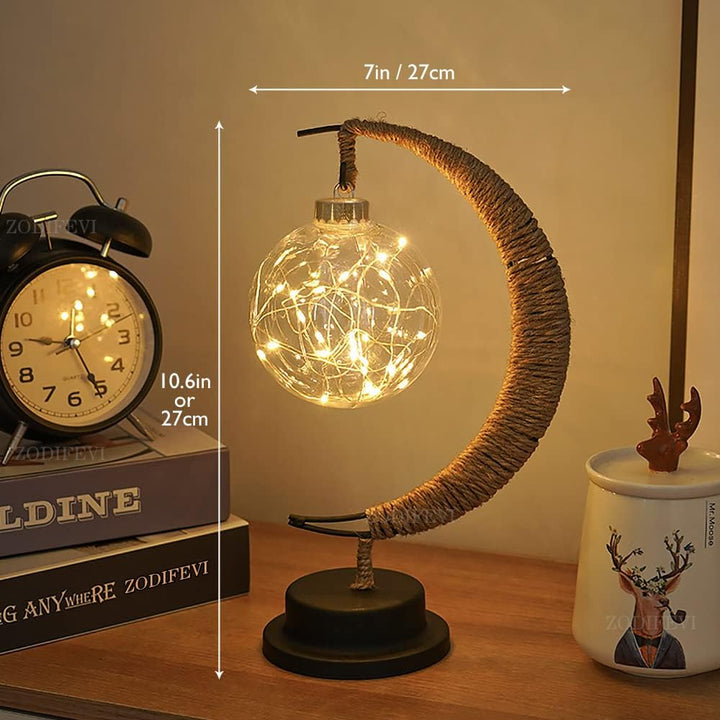 Moon Table Lamp LED 27 cm | Golden Shimmer, Cosmic Purple, Galaxy Blue | Battery-Powered, No Cables, Warm White Glow 18