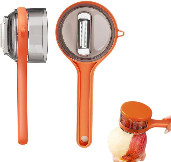Dual Blade Vegetable Peeler Stainless Steel | Built-In Peel Catcher &amp; Two Interchangeable Heads | Ergonomic Ambidextrous Grip 3