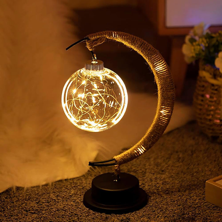 Moon Table Lamp LED 27 cm | Golden Shimmer, Cosmic Purple, Galaxy Blue | Battery-Powered, No Cables, Warm White Glow 13