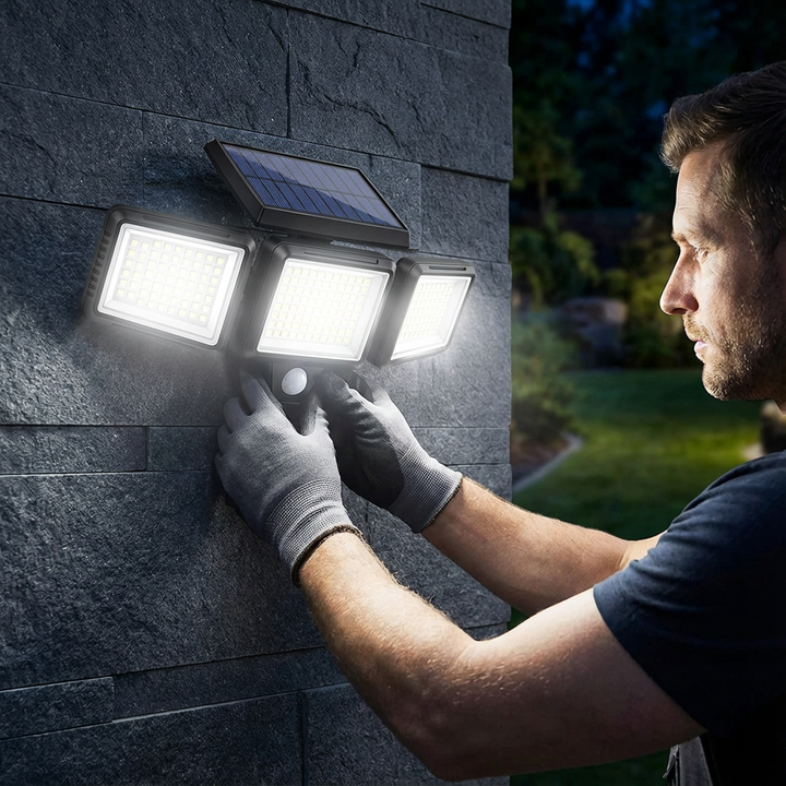 Solar Security Light with Motion Sensor | 3 Adjustable LED Panels, Waterproof | Wire-Free Outdoor Security Lighting 1