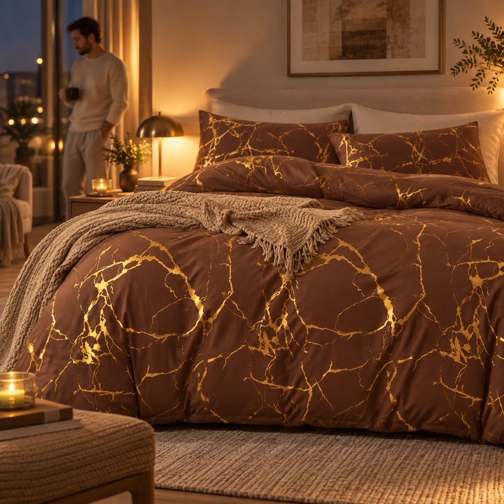 Marble Pattern Duvet Cover Set Matching Pillowcases 10