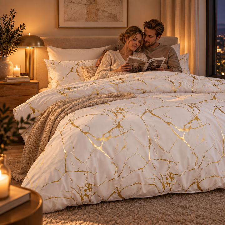 Marble Pattern Duvet Cover Set Matching Pillowcases 11