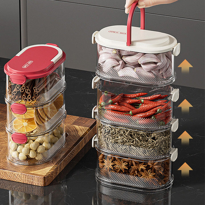 Stackable Spice Rack Airtight Multi-Layer Food-Safe with Sealed Lids 7