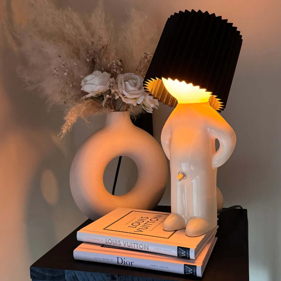 Ribbed Shade LED Table Lamp 29 cm | Green, Yellow, Red, Black | Soft Ambient Lighting for Nightstand, Desk or Sideboard 6