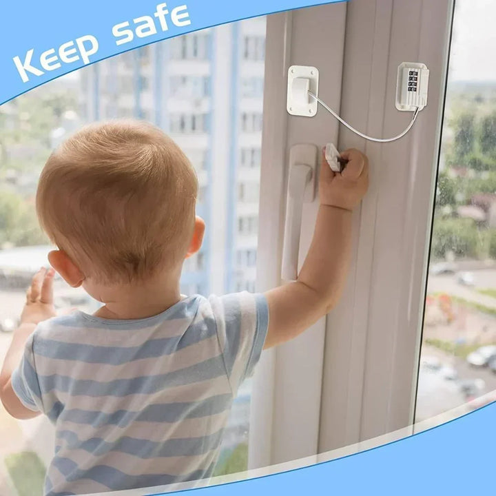 Combination Refrigerator Lock ABS &amp; Steel 68 x 46 mm | Black or White, Adhesive Mount | Child Safety Four-Digit Code 9