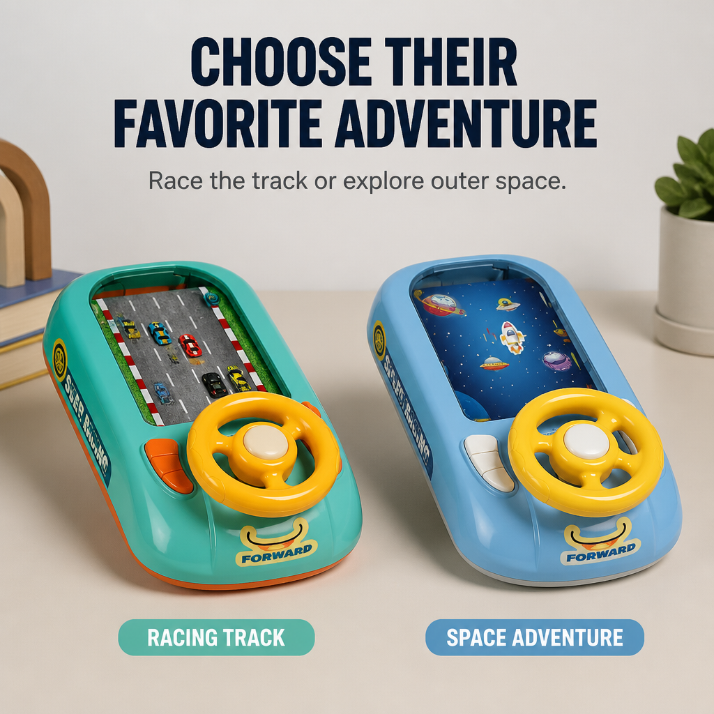 Interactive Steering Wheel Toy ABS | Space and Race Track Play Modes | USB Rechargeable, Lightweight Portable Design 7