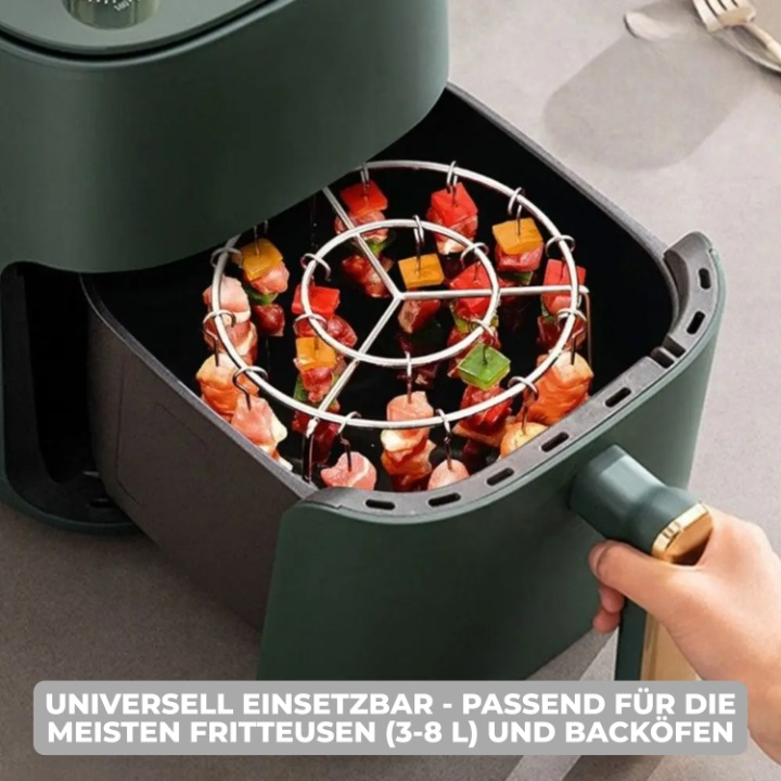 Spießaufsatz für Heißluftfritteusen – Indoor-Grillen Leicht Gemacht - Zorenza