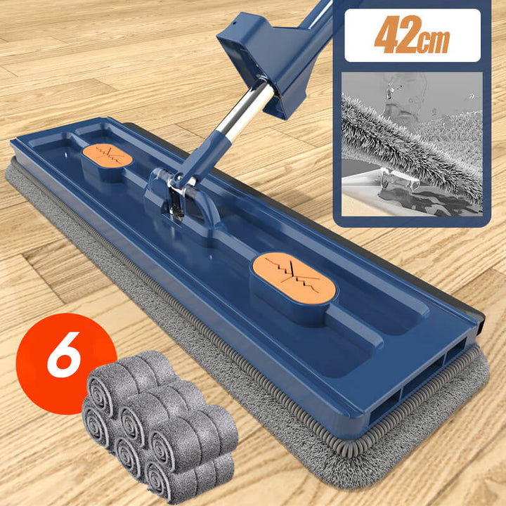 Hands-Free Mop Microfiber, 54-Inch Handle | Blue or White, 2/4/6 Pads | Self-Wringing, No Hands in Dirty Water 16