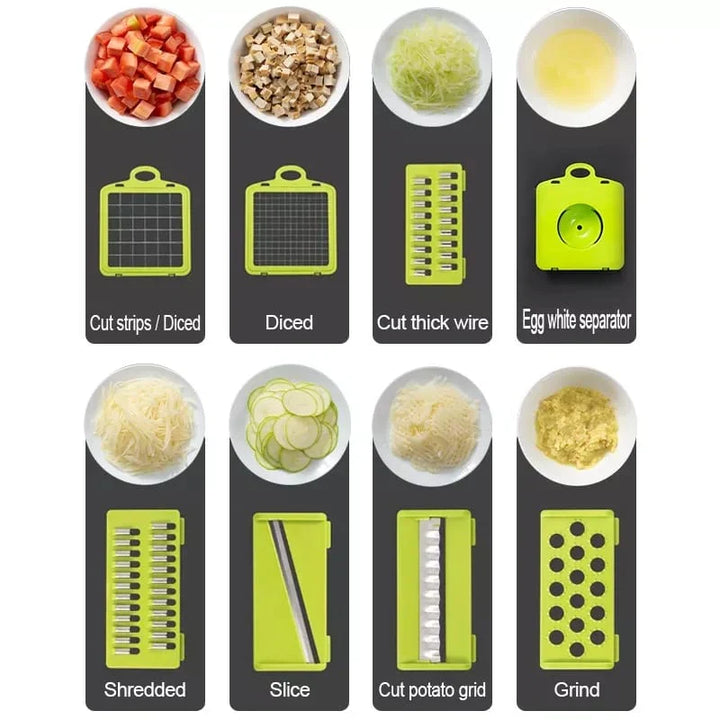 Vegetable Chopper Slicer Stainless Steel | 12-in-1 Set with 10 Interchangeable Blades | Dices, Slices, Shreds &amp; Juliennes 6
