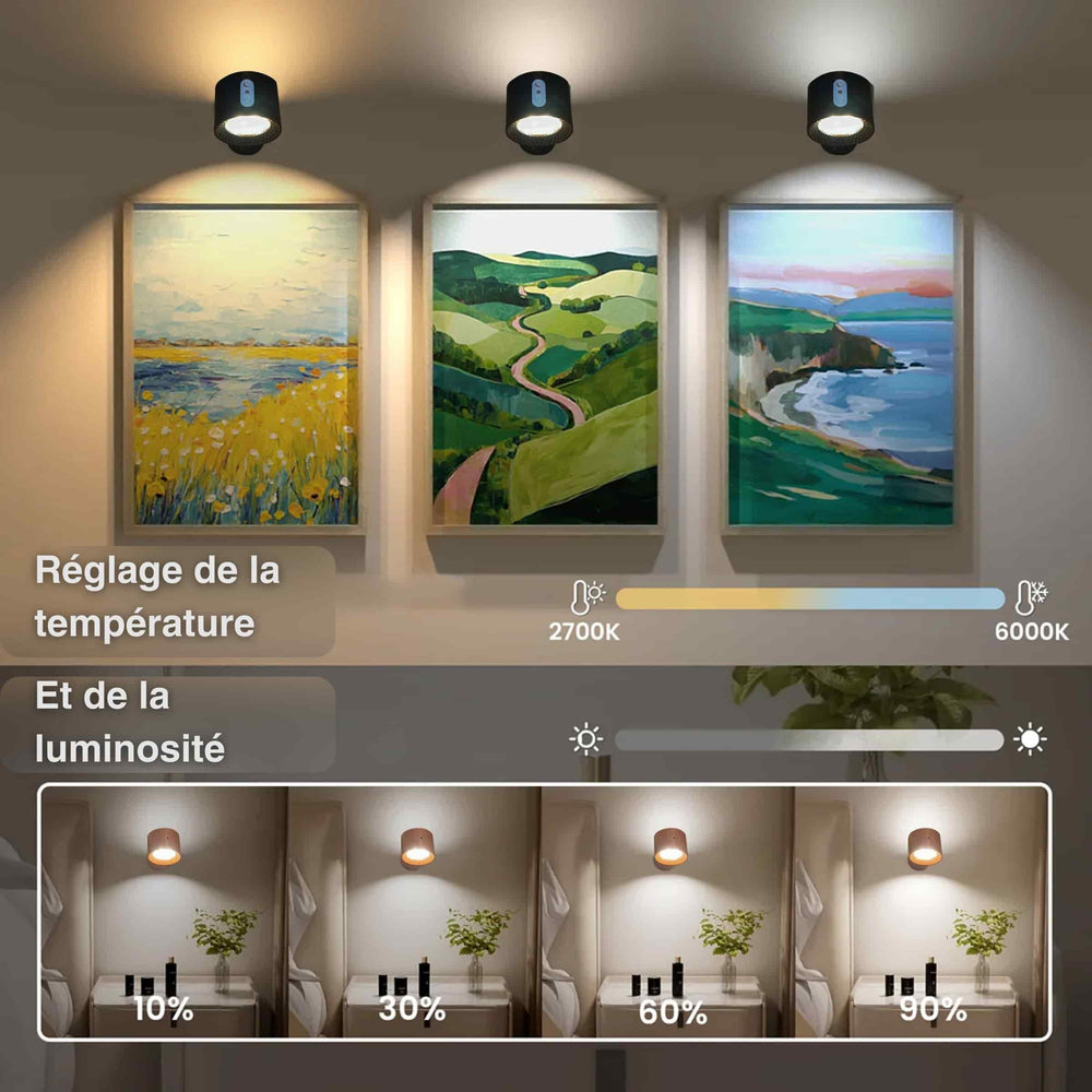 Rechargeable Wireless Wall Light | 3 Brightness Levels, 360° Rotation | Remote Control Included, No Drilling Needed 2