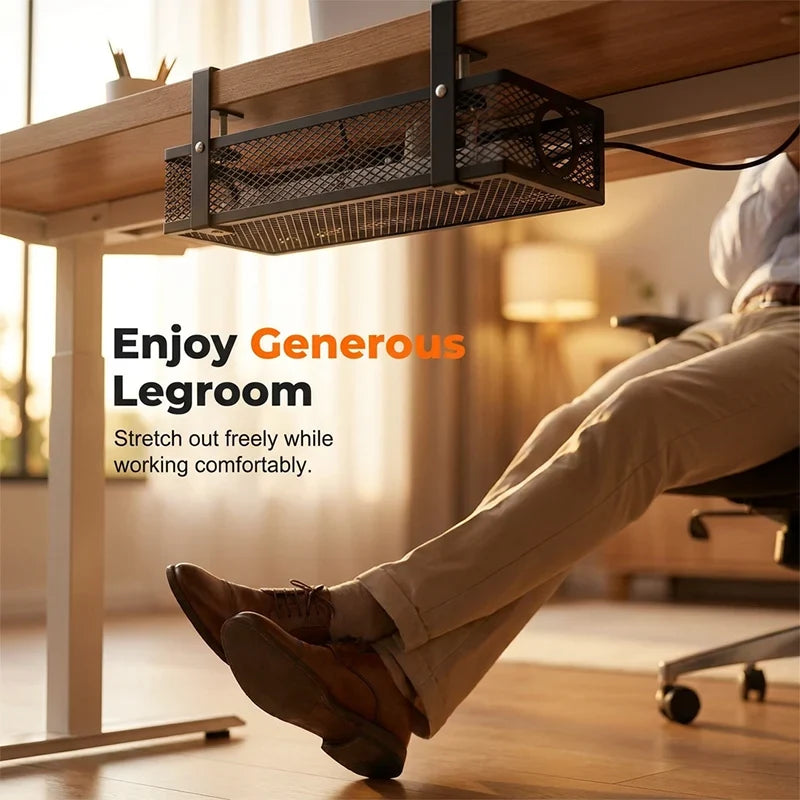 No-Drill Under-Desk Cable Management Tray Mesh Clamp Mount 7